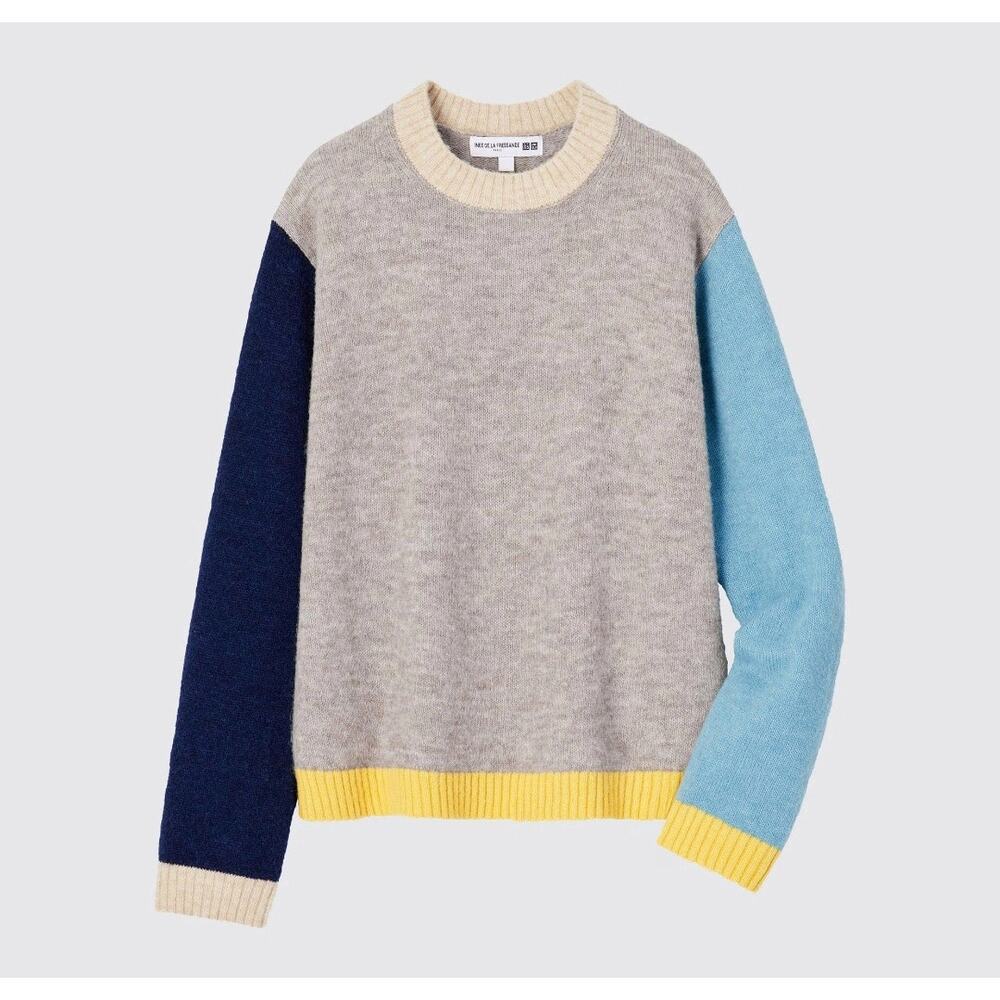 Ines De La Fressange Wool Blend Sweater Womens Size M Crewneck Colorblock